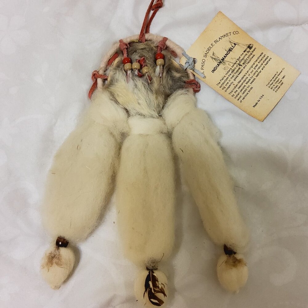 Vintage El Paso Saddle Blanket Co. Indian Mandella Wall Hanging – Genuine Rabbit